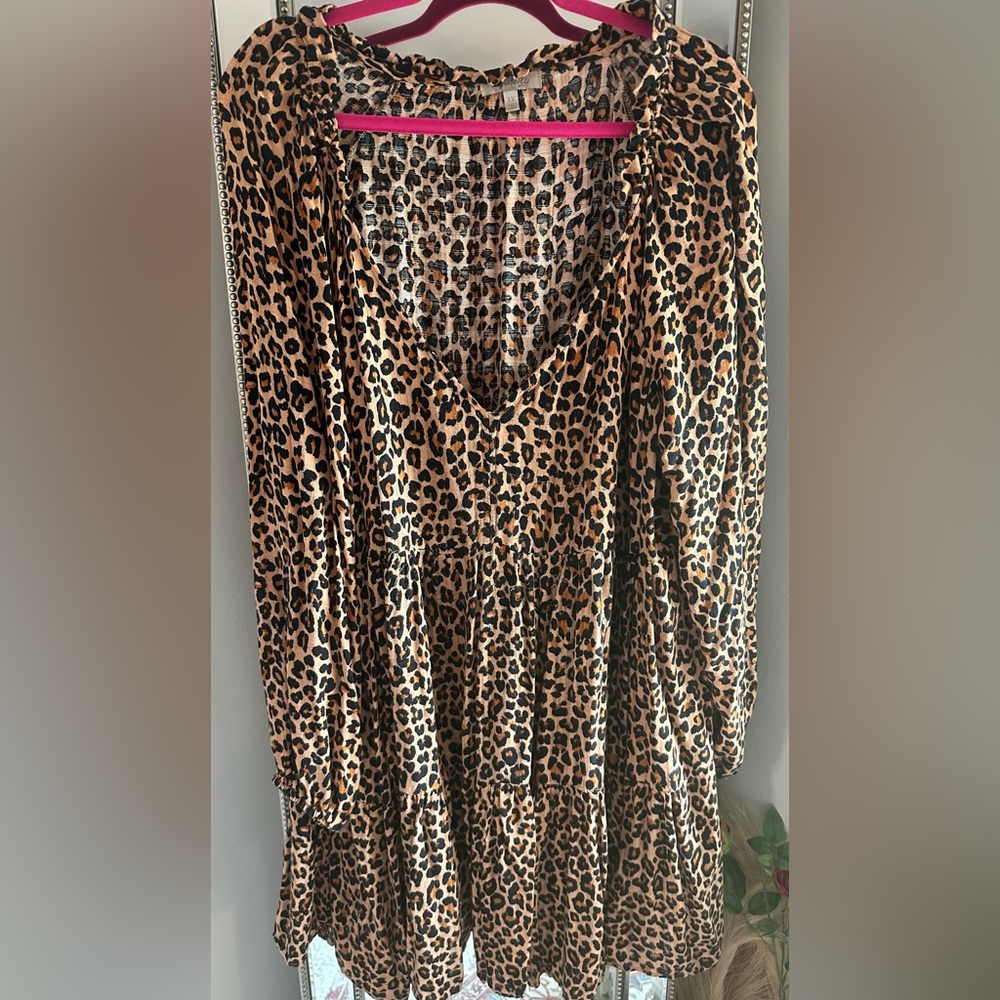 Boho Style Leopard Print Dress. Size 2x.
